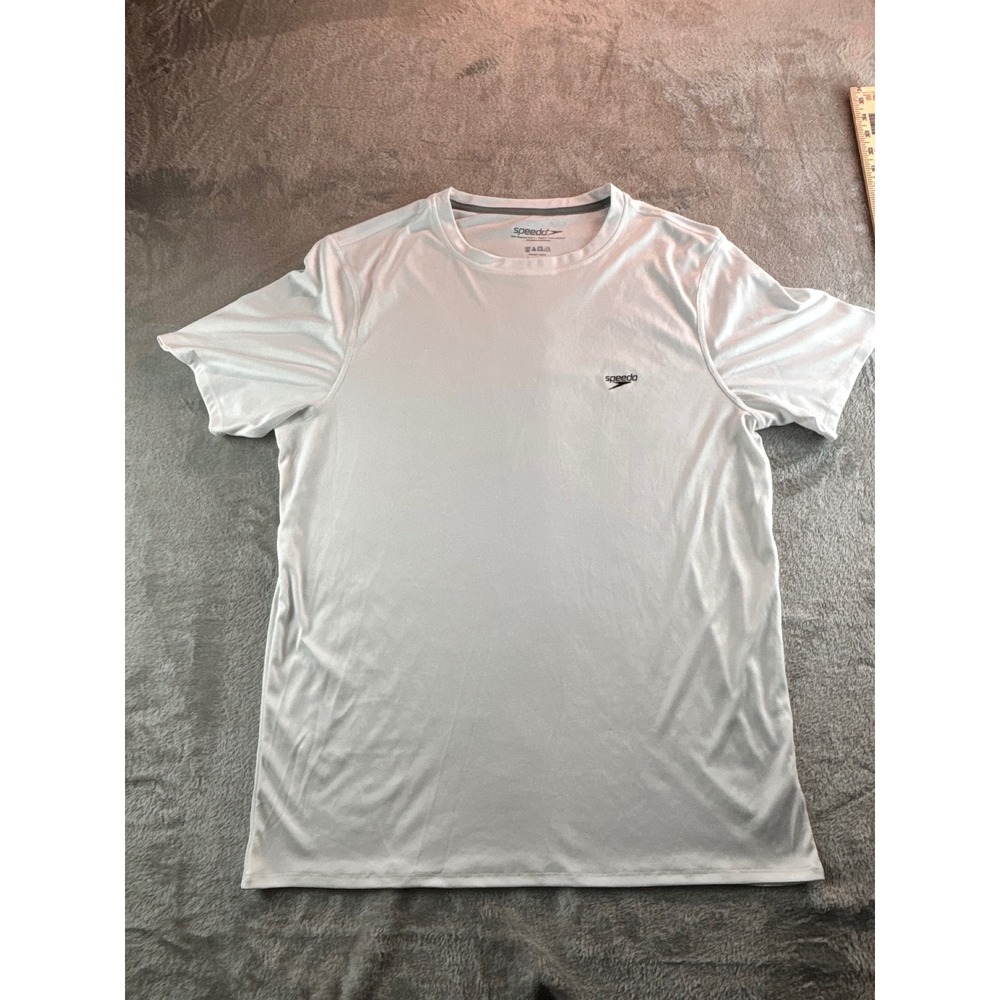 Speedo White Performance T‎ Shirt Mens Large Short Sleeve Athletic Swim Training